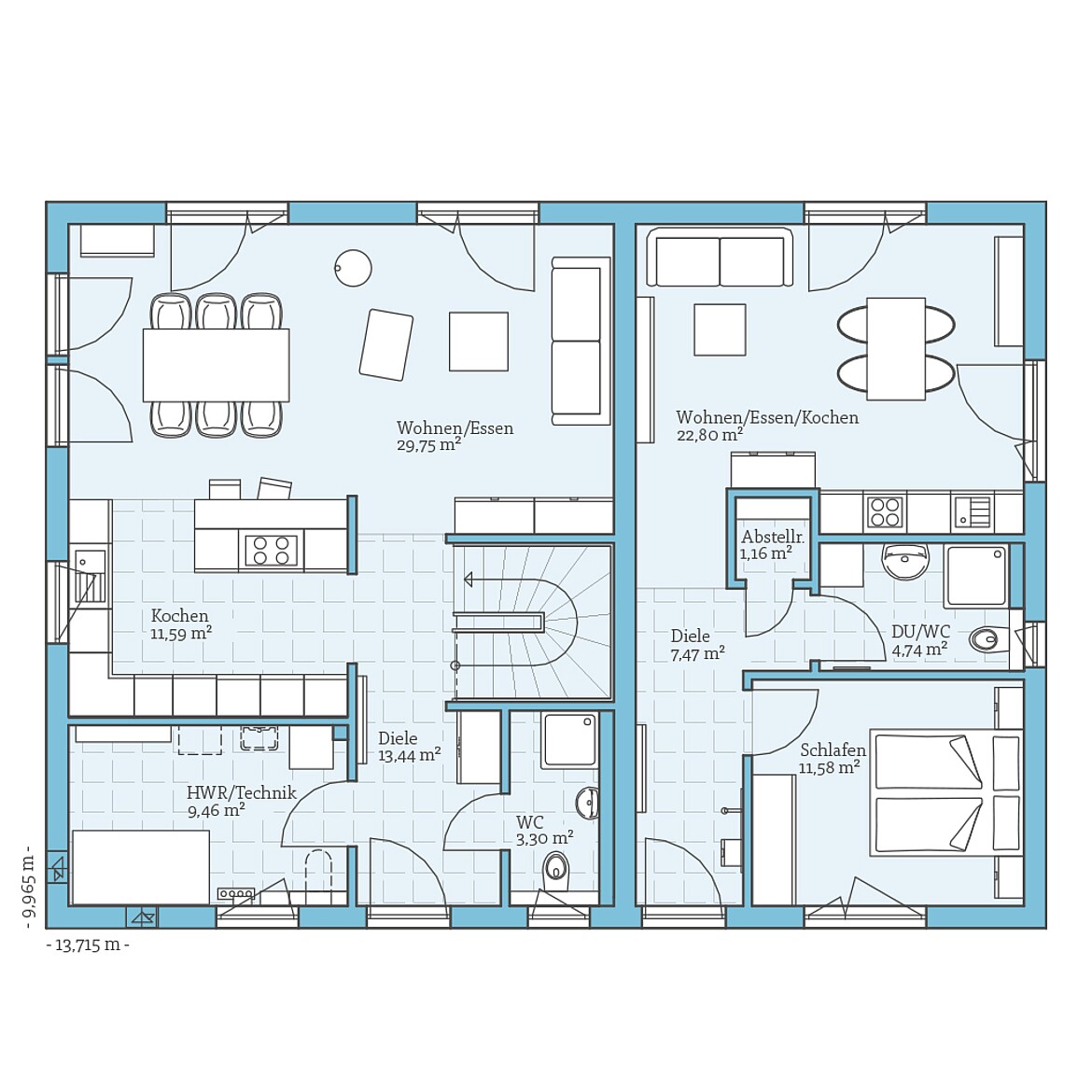 Prefabricated house Duo 229: Ground floor plan