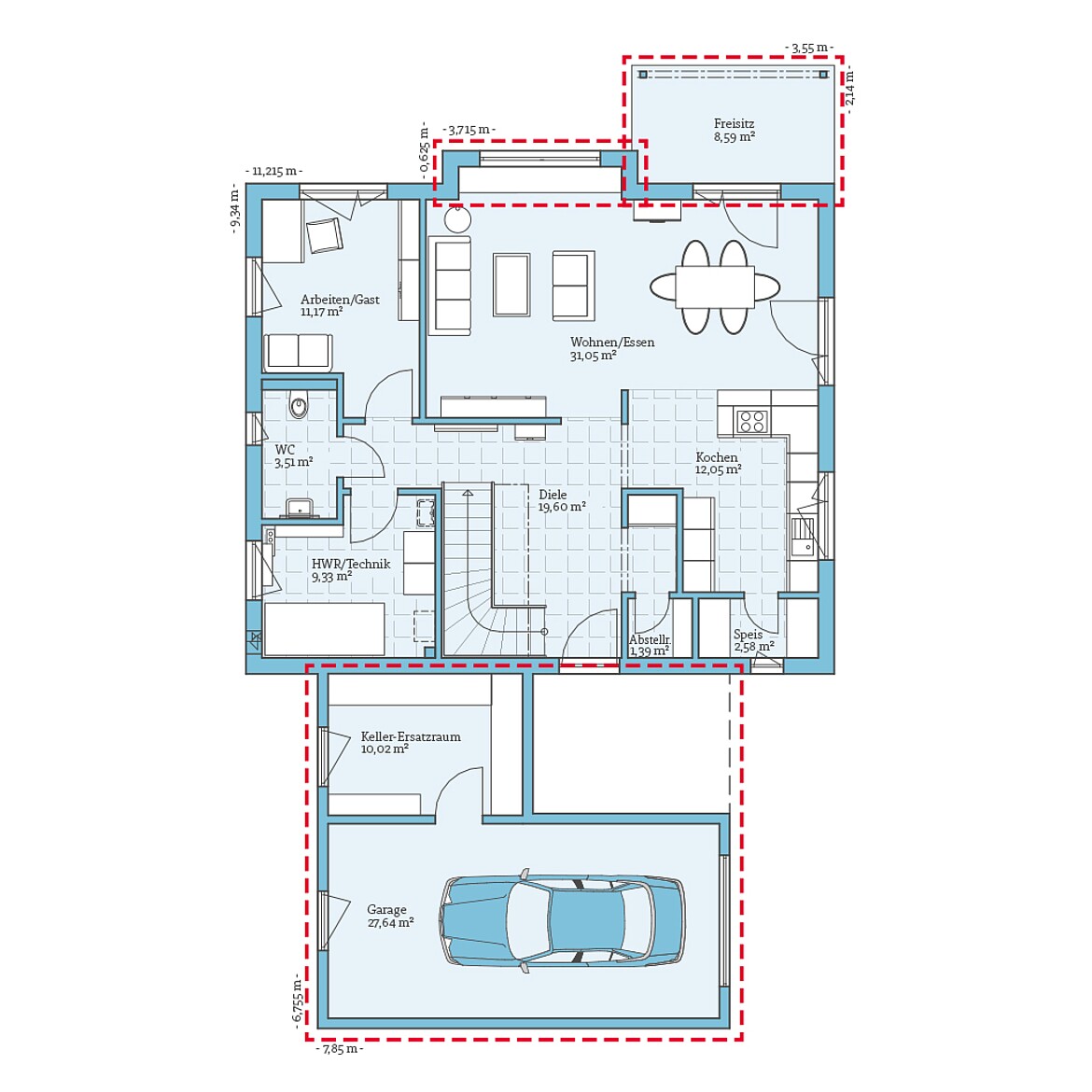 Prefabricated house Variant 35-172: Ground floor plan option