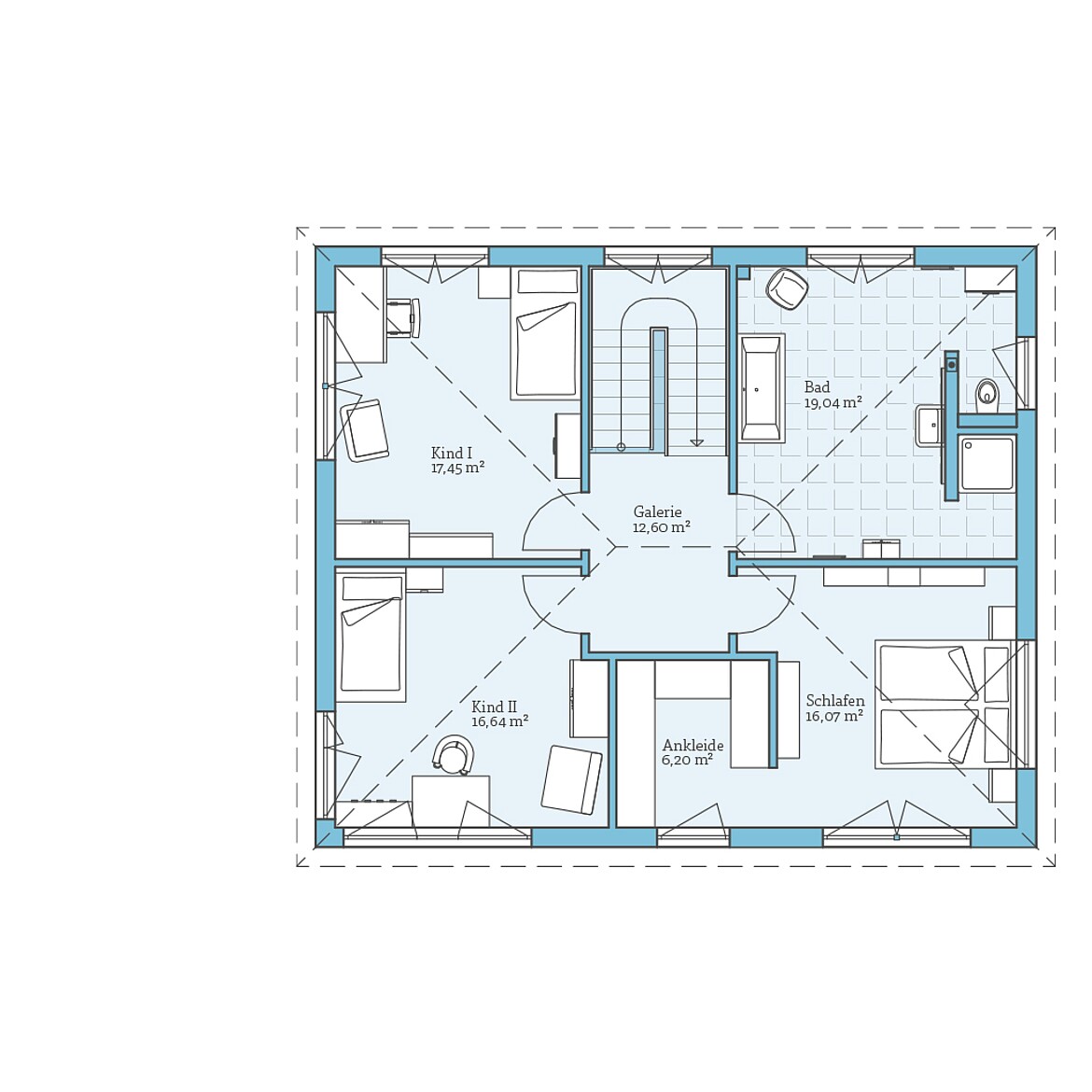 Prefabricated house Villa 178: Floor plan upper floor