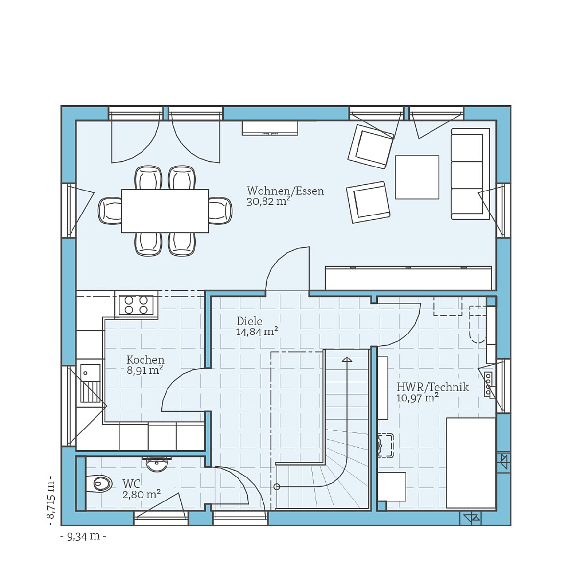 Prefabricated house Villa 134: Ground floor plan