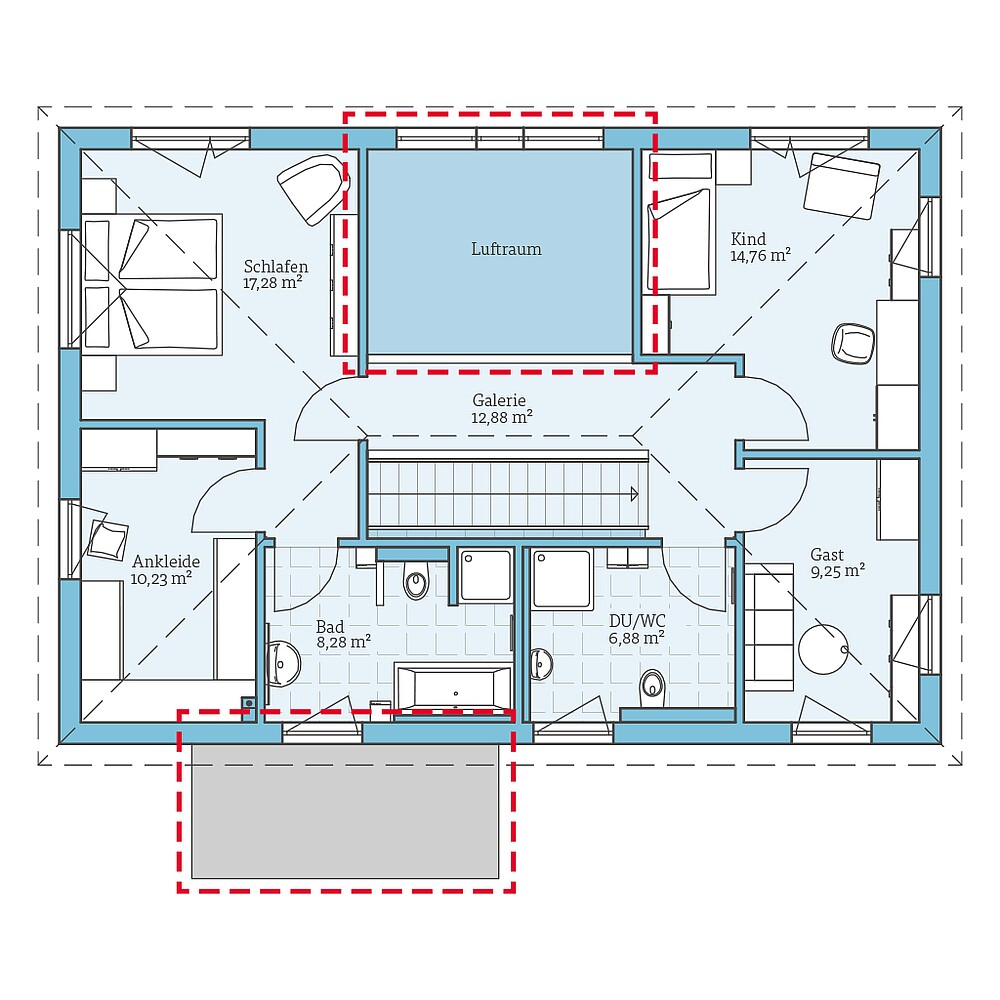 Fertighaus Villa 183: Grundrissoption OG