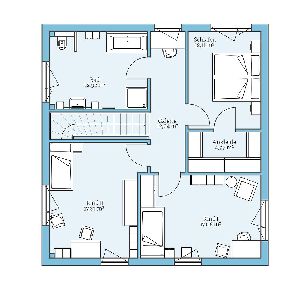 QNG⁺-Line: Cubus 155: Grundriss OG - Hanse Haus