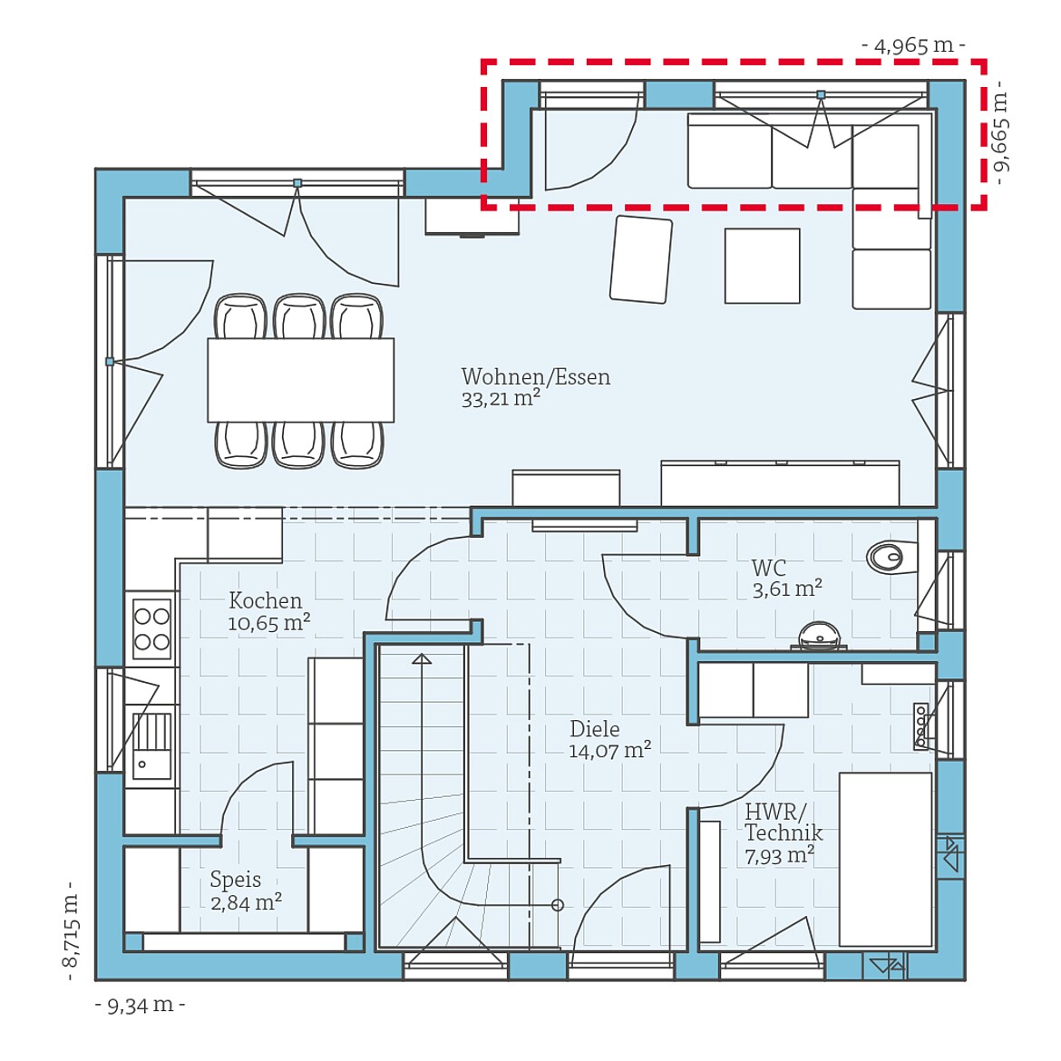 Prefabricated house Variant 25-135: Ground floor plan option