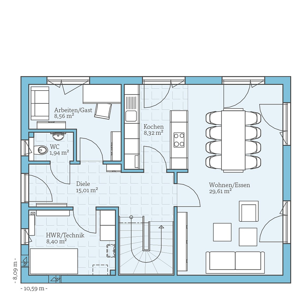 Prefabricated house Villa 142: Ground floor plan