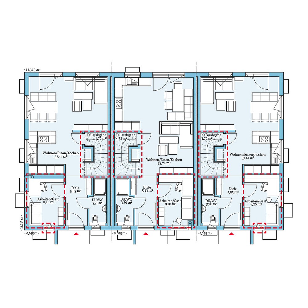QNG⁺-Line Reihenhaus 113: Grundrissoption EG - Hanse Hause