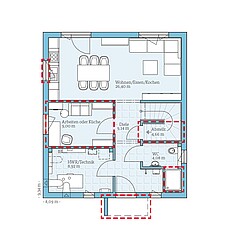 QNG⁺-Line: Fertighaus Variant 28-123: Grundrissoption EG 1