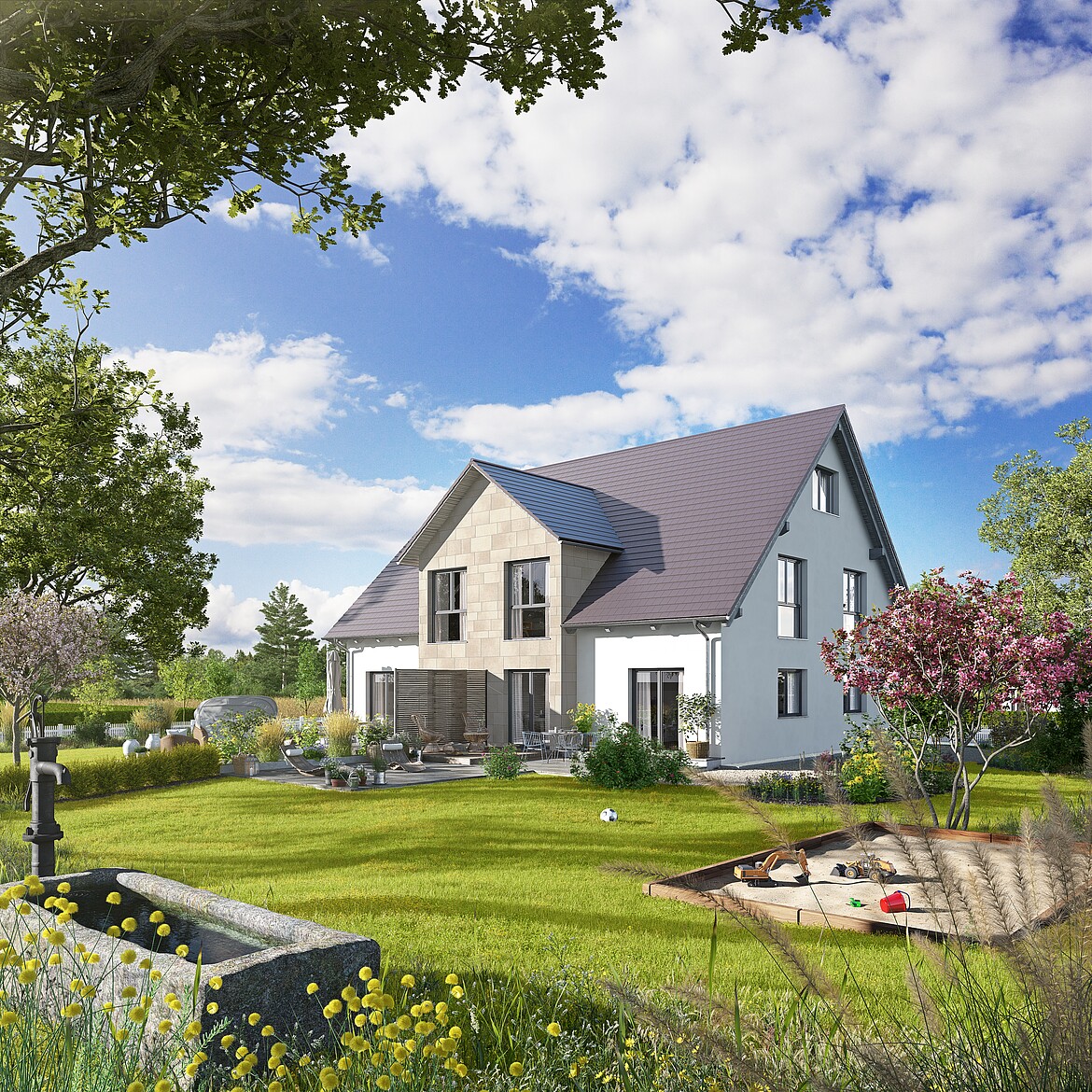 Duo 315 Doppelhaus mit Satteldach und Gauben