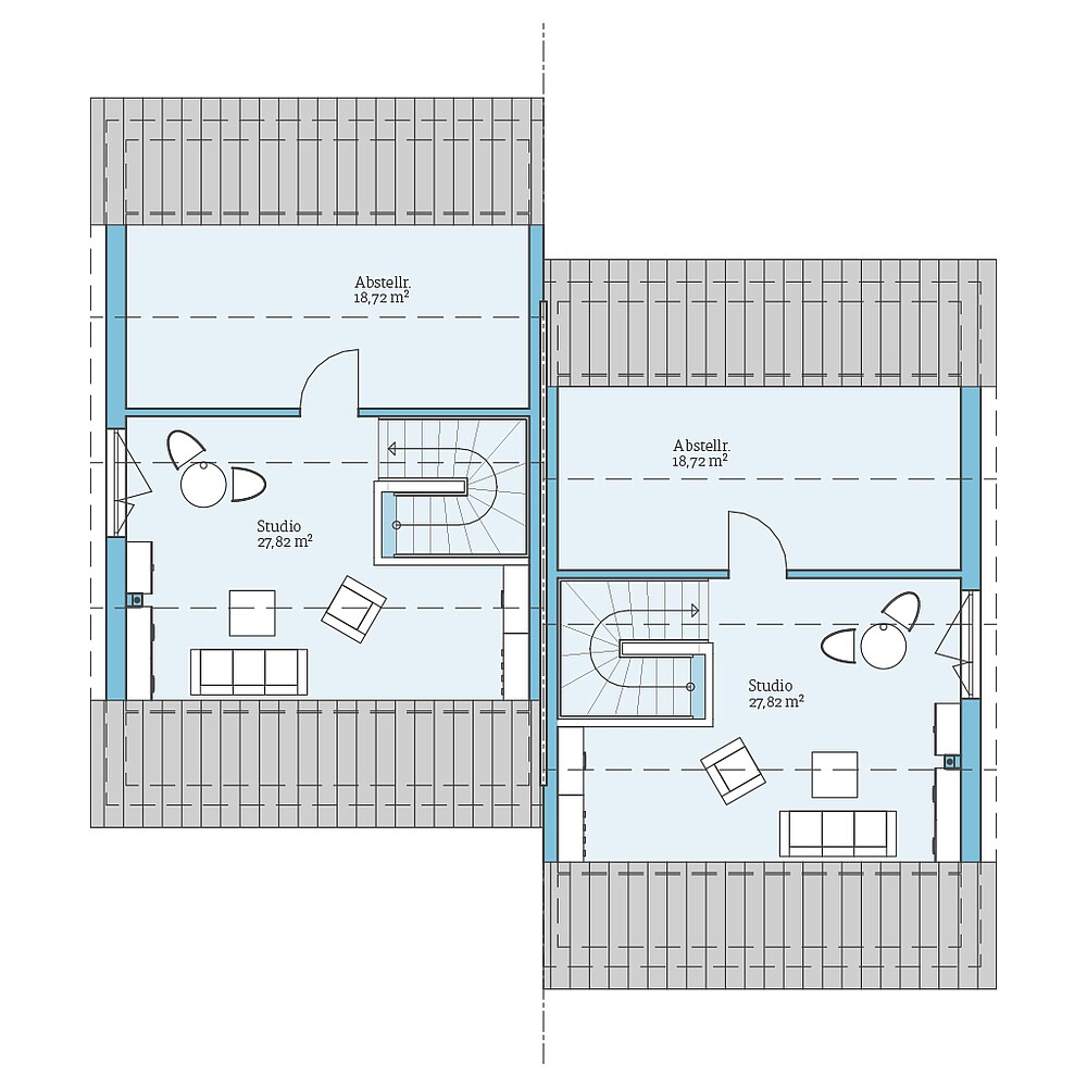 Fertighaus Doppelhaus 164: Grundriss DG
