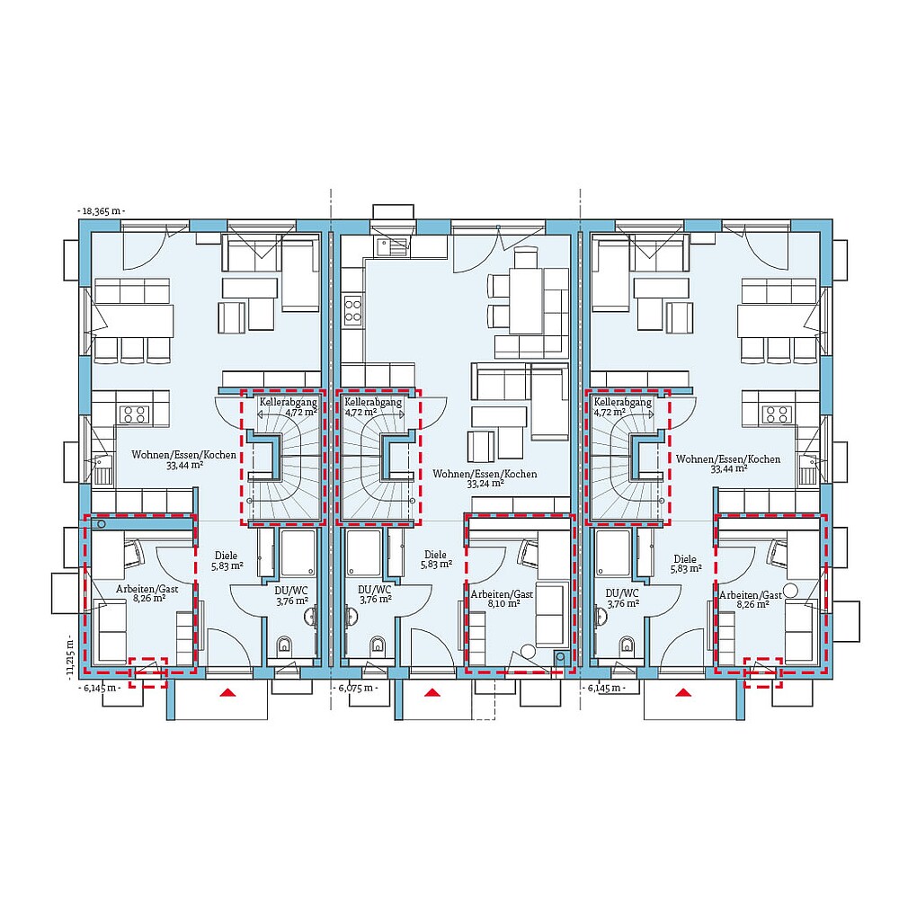 QNG⁺-Line: Reihenhaus 161: Grundrissoption 2 EG - Hanse Haus