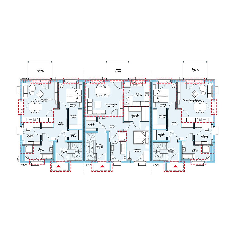 QNG⁺-Line: Reihenhaus 159-168: Grundrissoption 2 EG - Hanse Haus