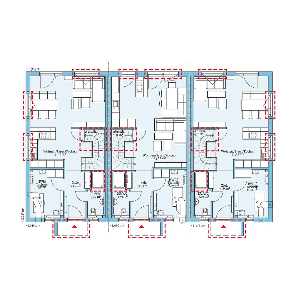 QNG⁺-Line: Reihenhaus 161: Grundrissoption 1 EG - Hanse Haus