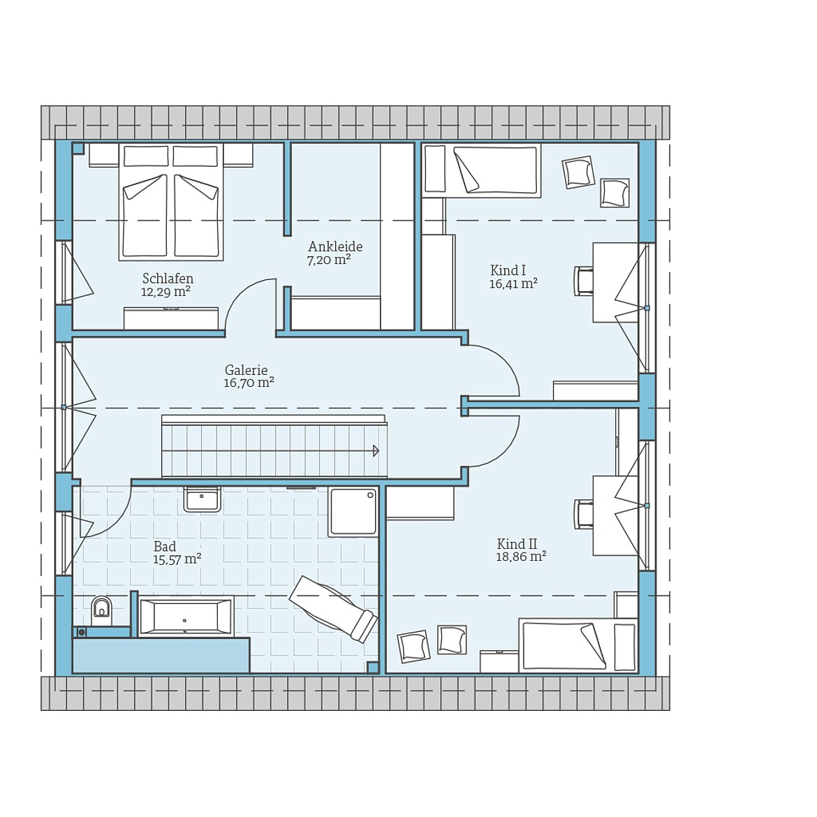 Prefabricated house Variant 35-176: Top floor plan