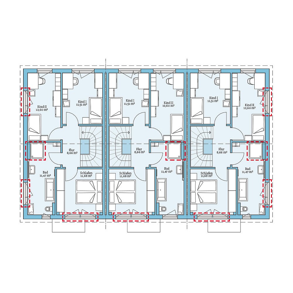 QNG⁺-Line Reihenhaus 113: Grundrissoption OG - Hanse Hause