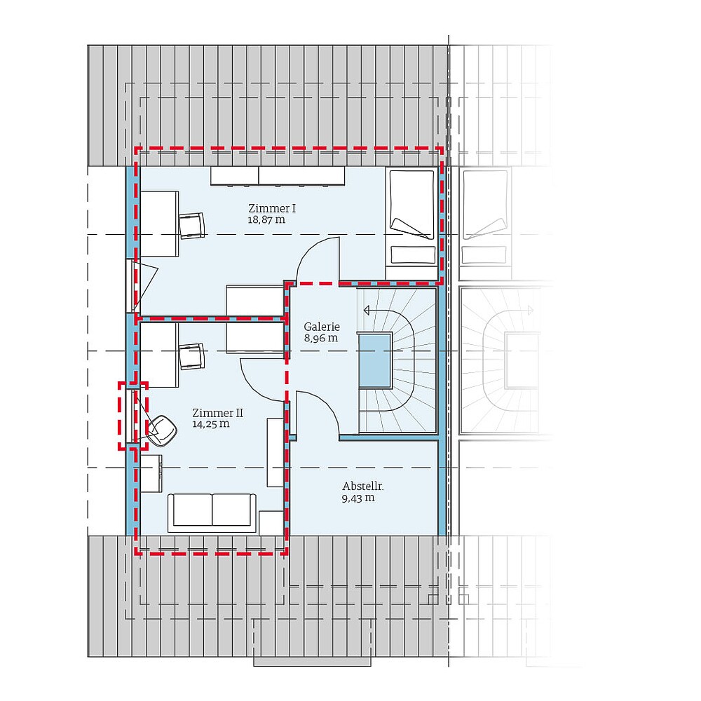QNG⁺-Line Doppelhaus 179: Grundrissoption DG - Hanse Haus