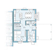 Doppelhaus 25-129 – Musterhaus-Grundriss (EG) Fertighaus Doppelhaus 25-129: Grundriss EG