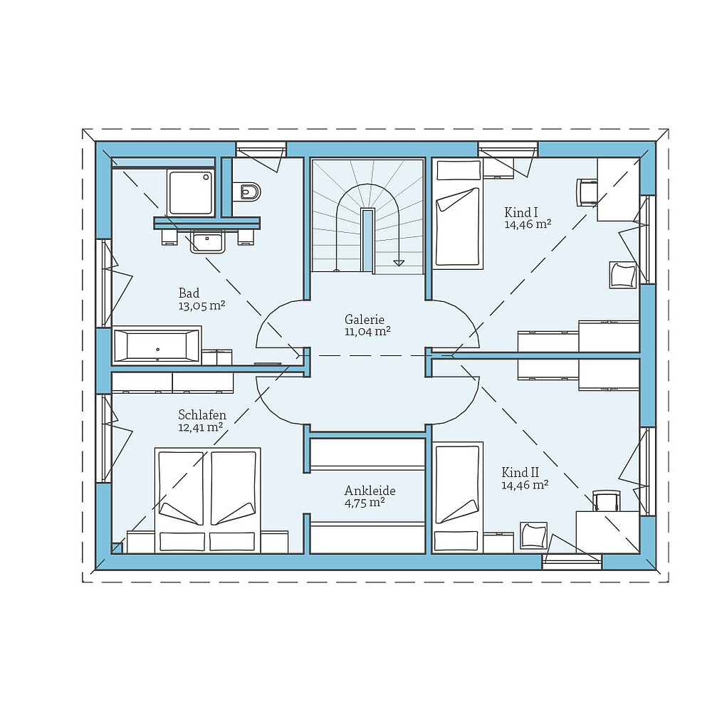 QNG⁺-Line Villa 142: Grundriss OG - Hanse Haus