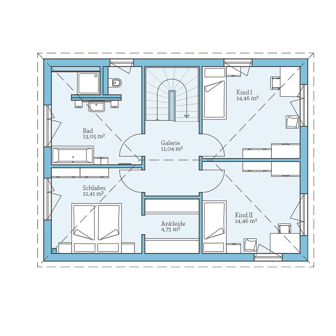 QNG⁺-Line Villa 142: Grundriss OG - Hanse Haus
