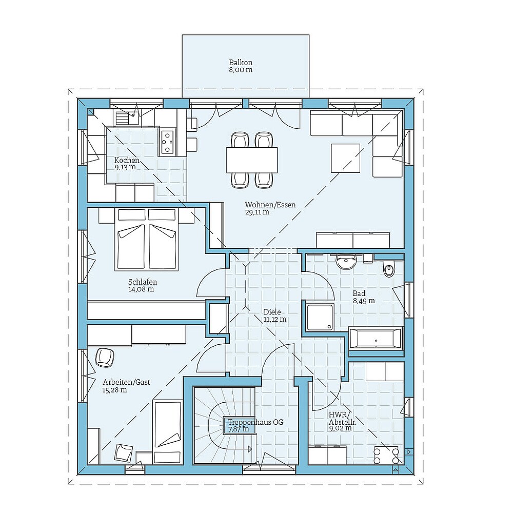 DUO 208: Grundriss OG - Hanse Haus