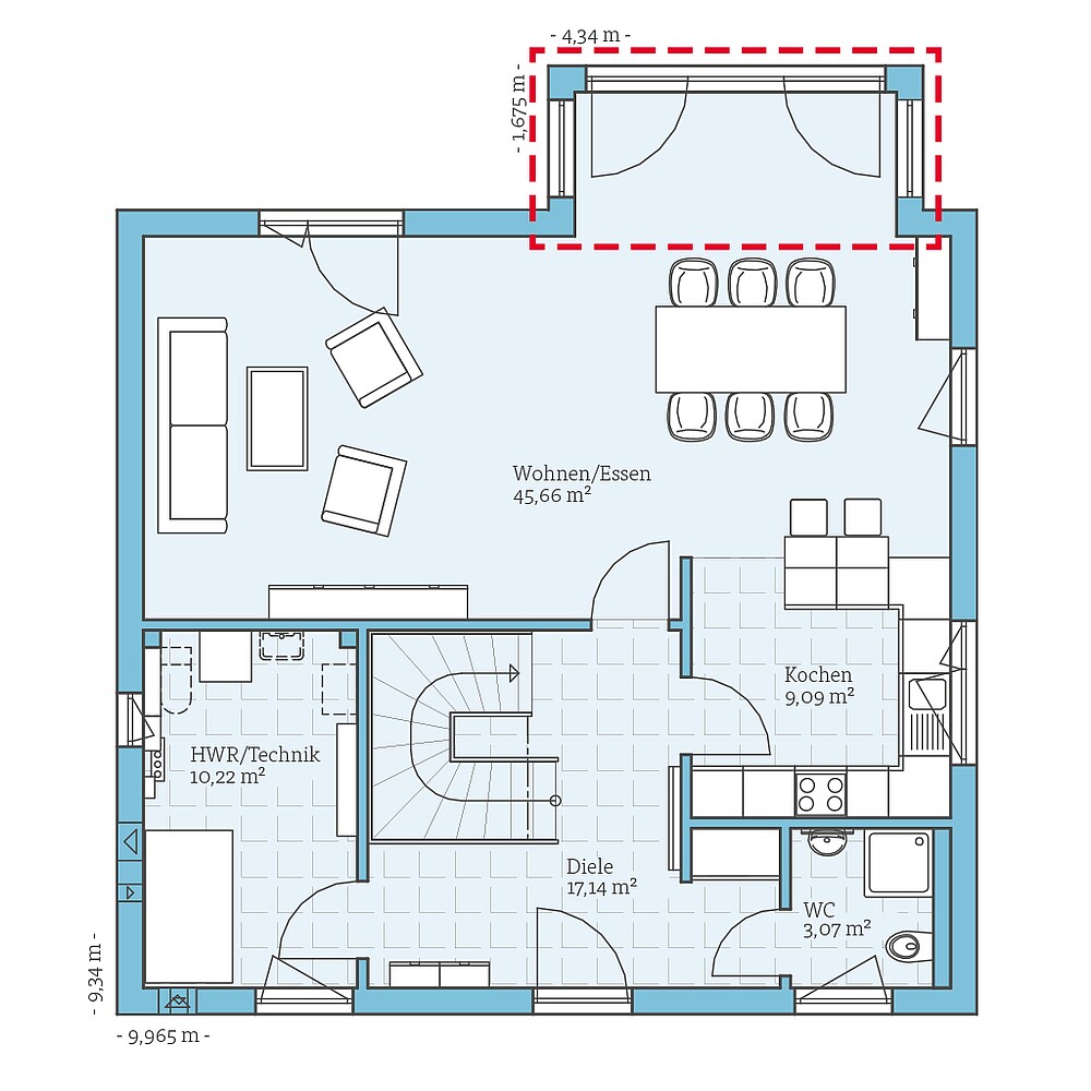 Fertighaus Villa 156: Grundrissoption EG