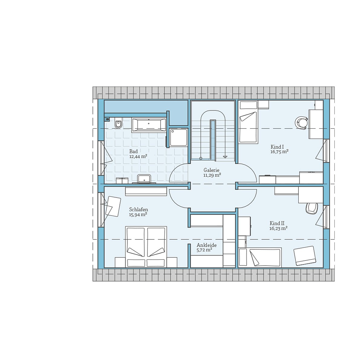 Prefabricated house Variant 35-161: Top floor plan