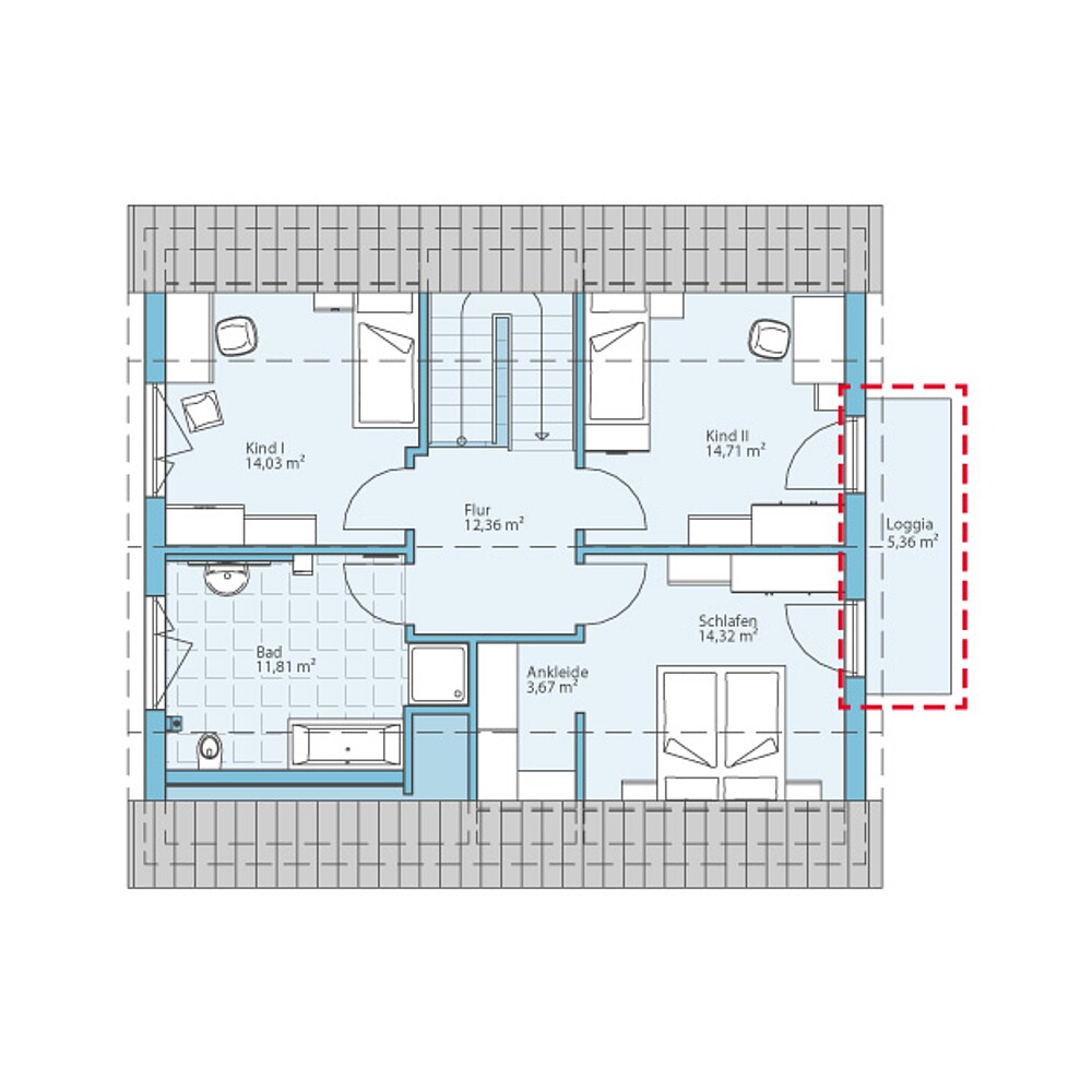 Fertighaus Variant 45-154: Grundrissoption DG