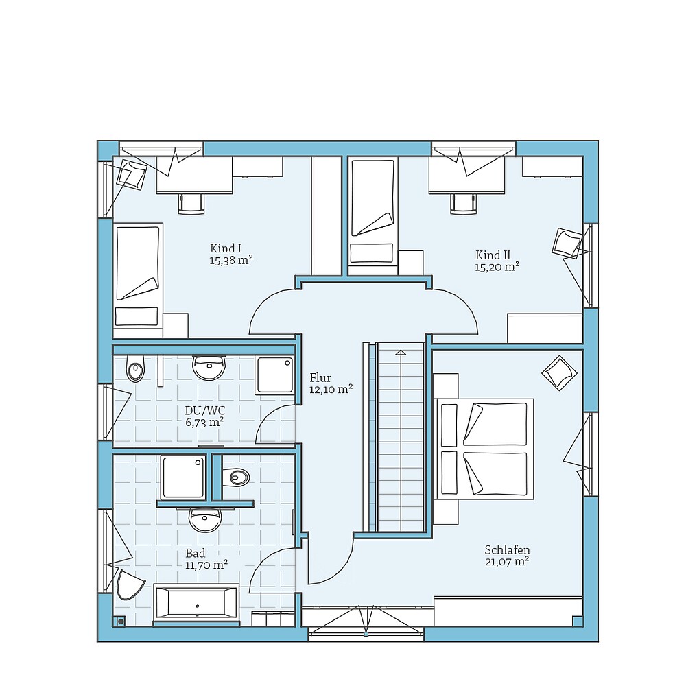 Fertighaus Cubus 167: Grundriss OG