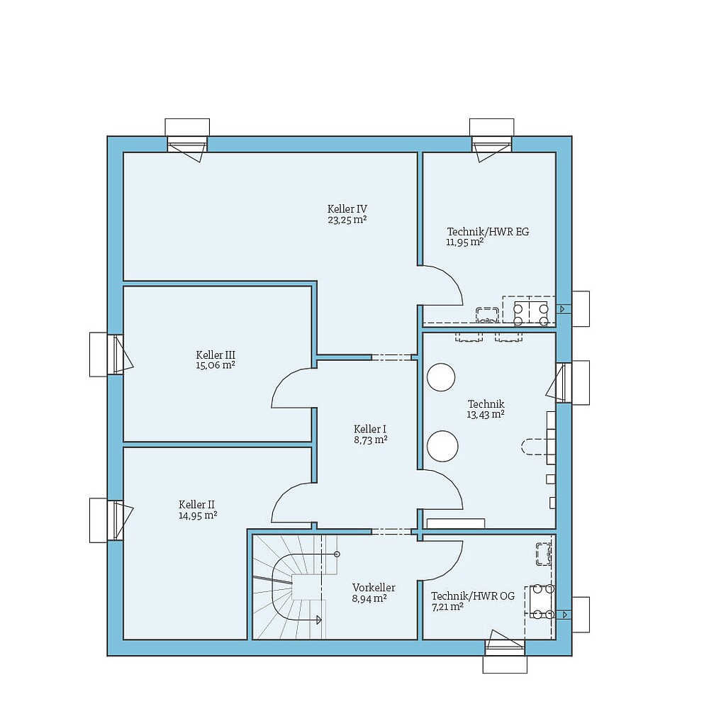 DUO 208: Grundrissoption KG - Hanse Haus