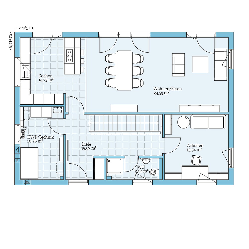Fertighaus Villa 183: Grundriss EG