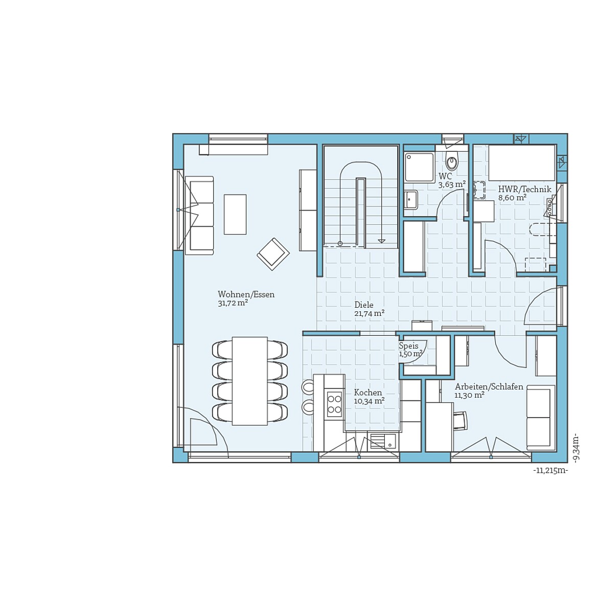 Prefabricated house Villa 178: Ground floor plan