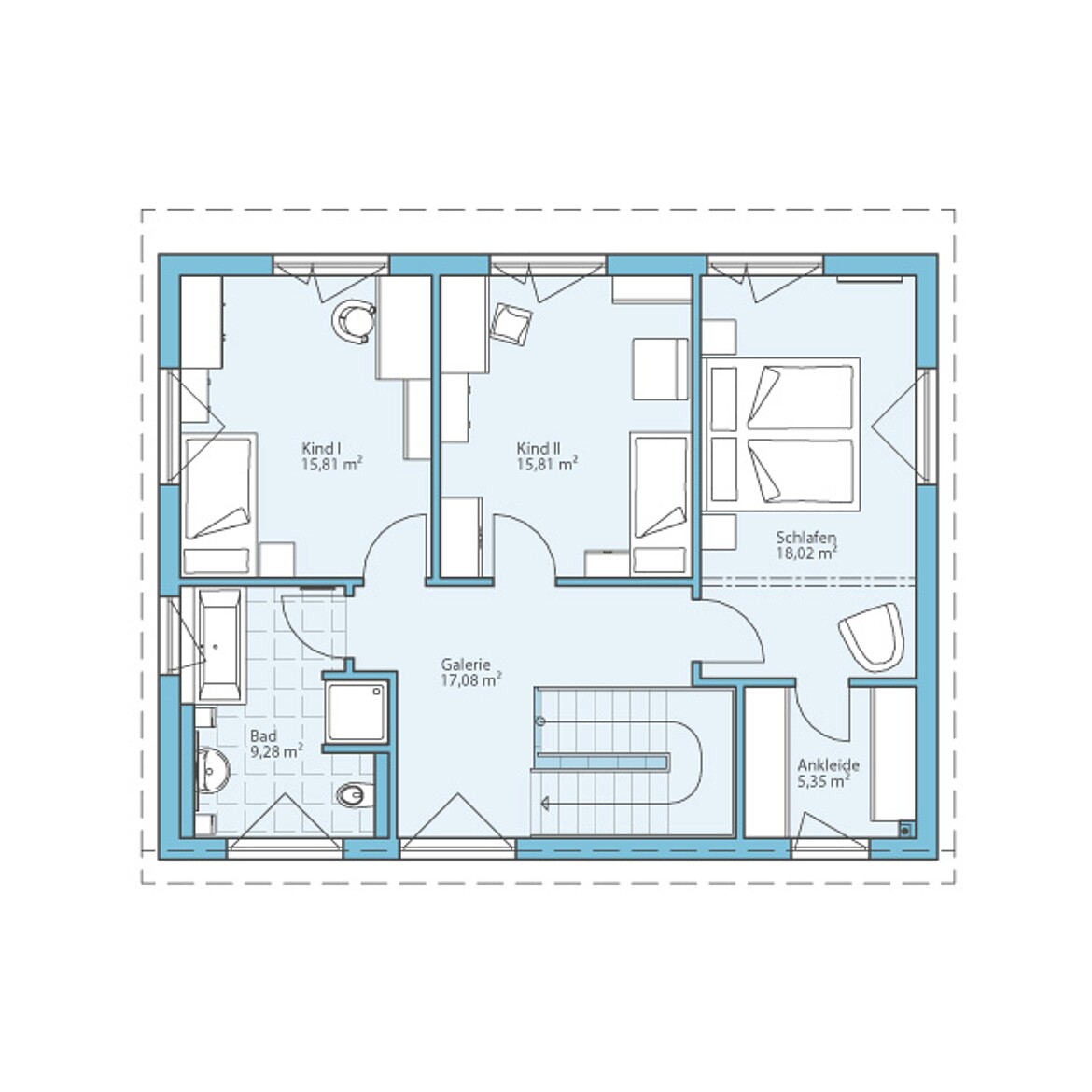 Prefabricated house Vita 165: Floor plan upper floor