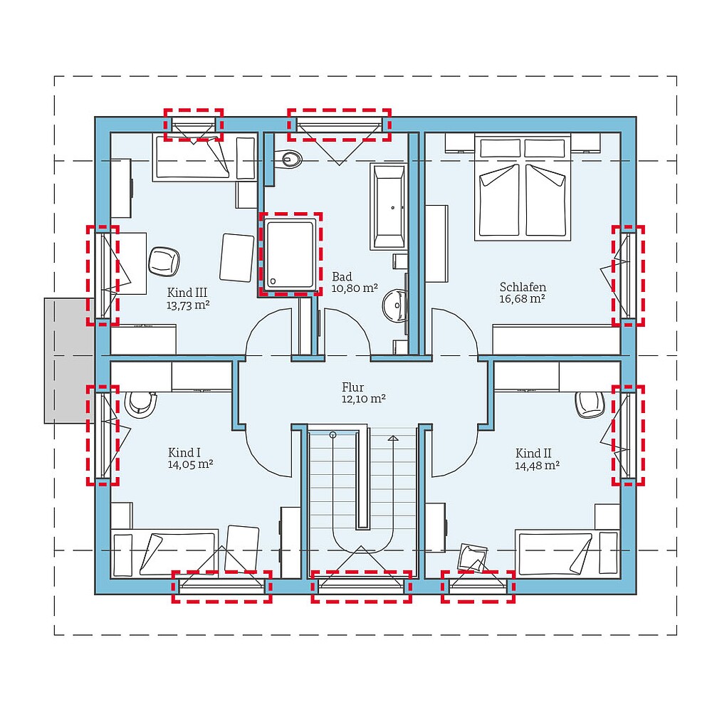 Planungsoption (Dachgeschoss) QNG⁺-Line: Variant 25-165: Grundrissoption 1 DG - Hanse Haus