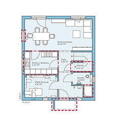 QNG⁺-Line: Fertighaus Variant 28-123: Grundrissoption 2 EG