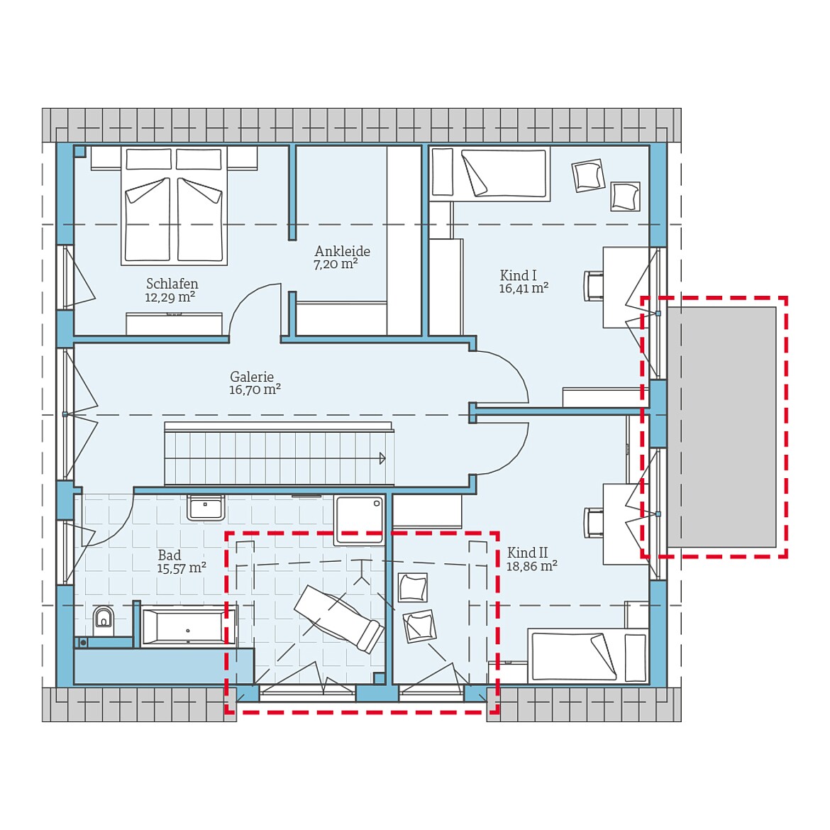 Prefabricated house Variant 35-176: Top floor plan option