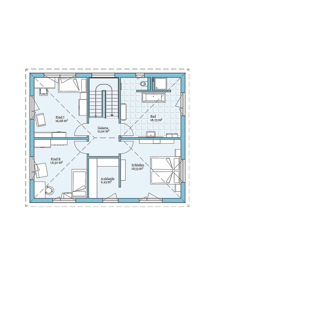 Obergeschoss Fertighaus Villa 177: Grundriss OG