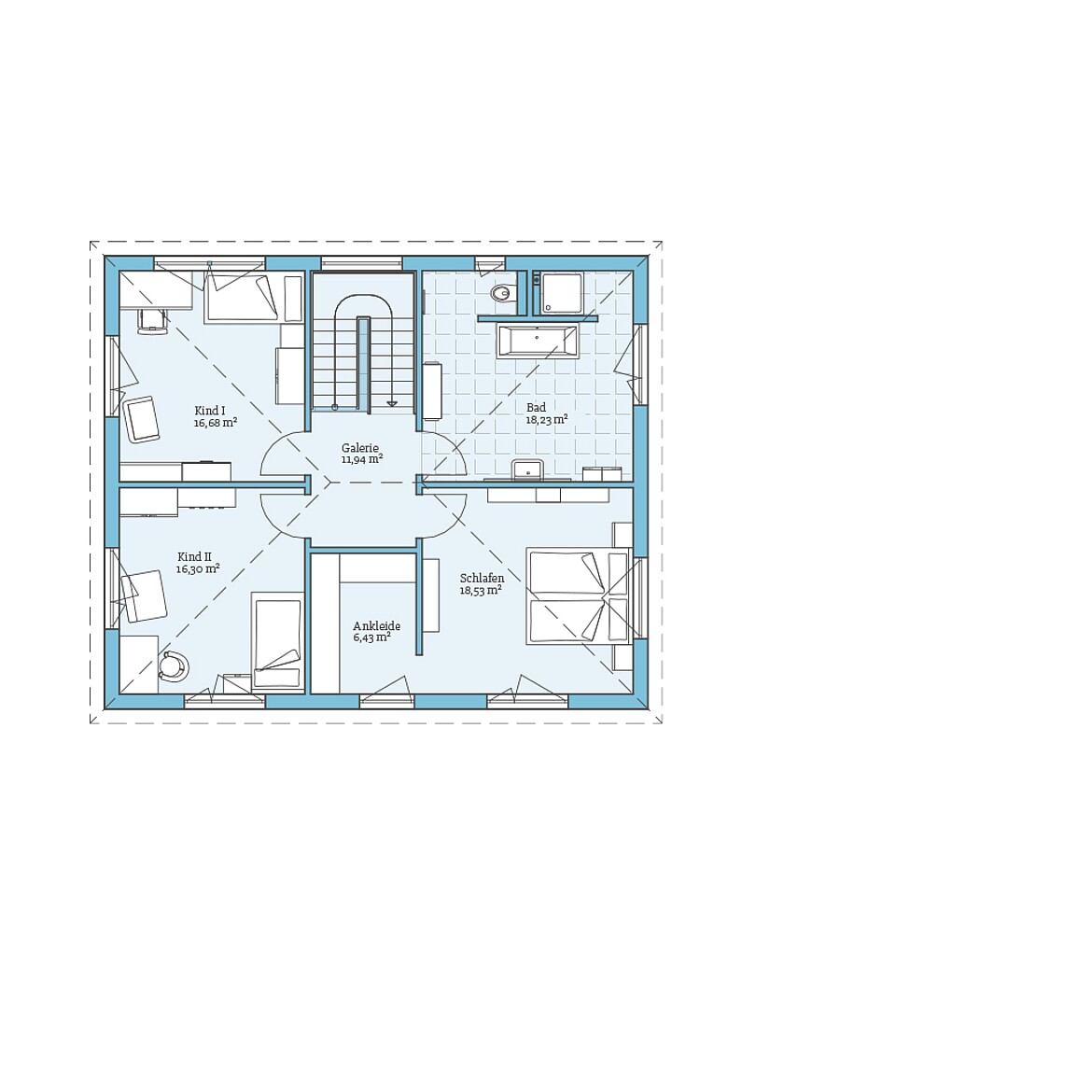 Prefabricated house Villa 177: Floor plan upper floor