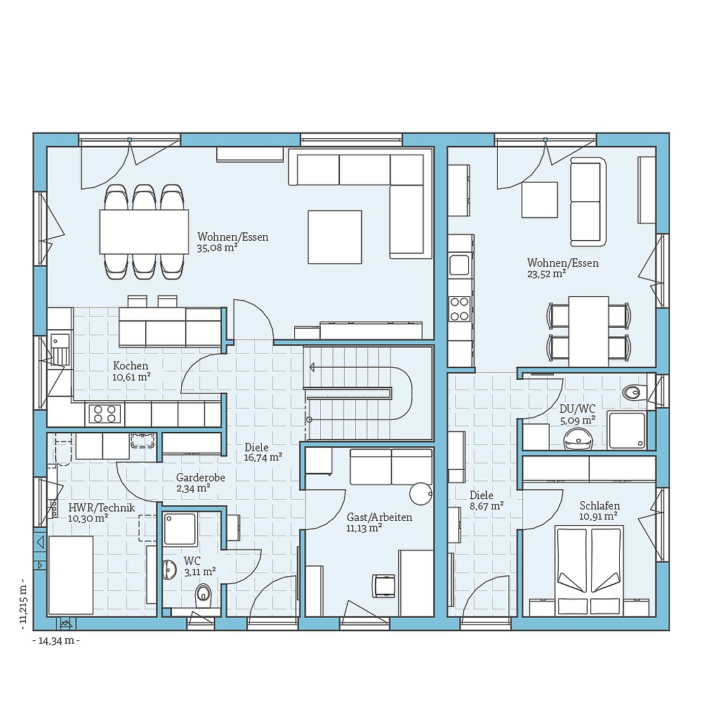 Fertighaus Duo 225: Grundriss EG