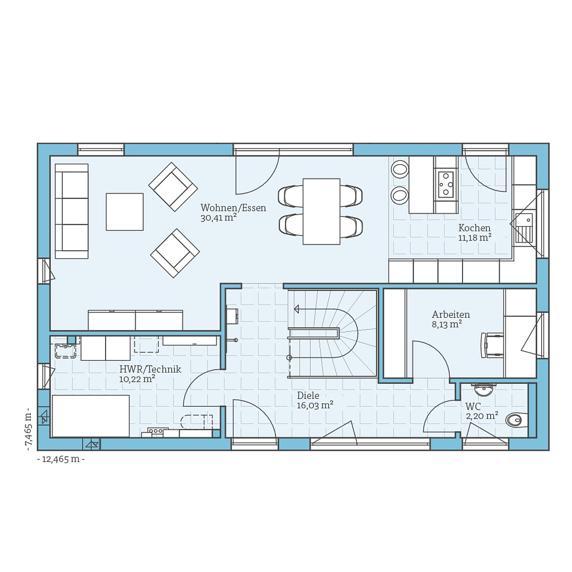 Prefabricated house Vita 156: Ground floor plan