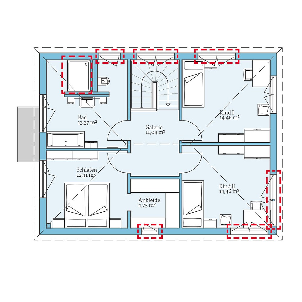 QNG⁺-Line Villa 142: Grundrissoption 1 OG - Hanse Haus