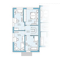 Doppelhaus 25-125 – Musterhaus-Grundriss (OG) Fertighaus Doppelhaus 25-125: Grundriss DG