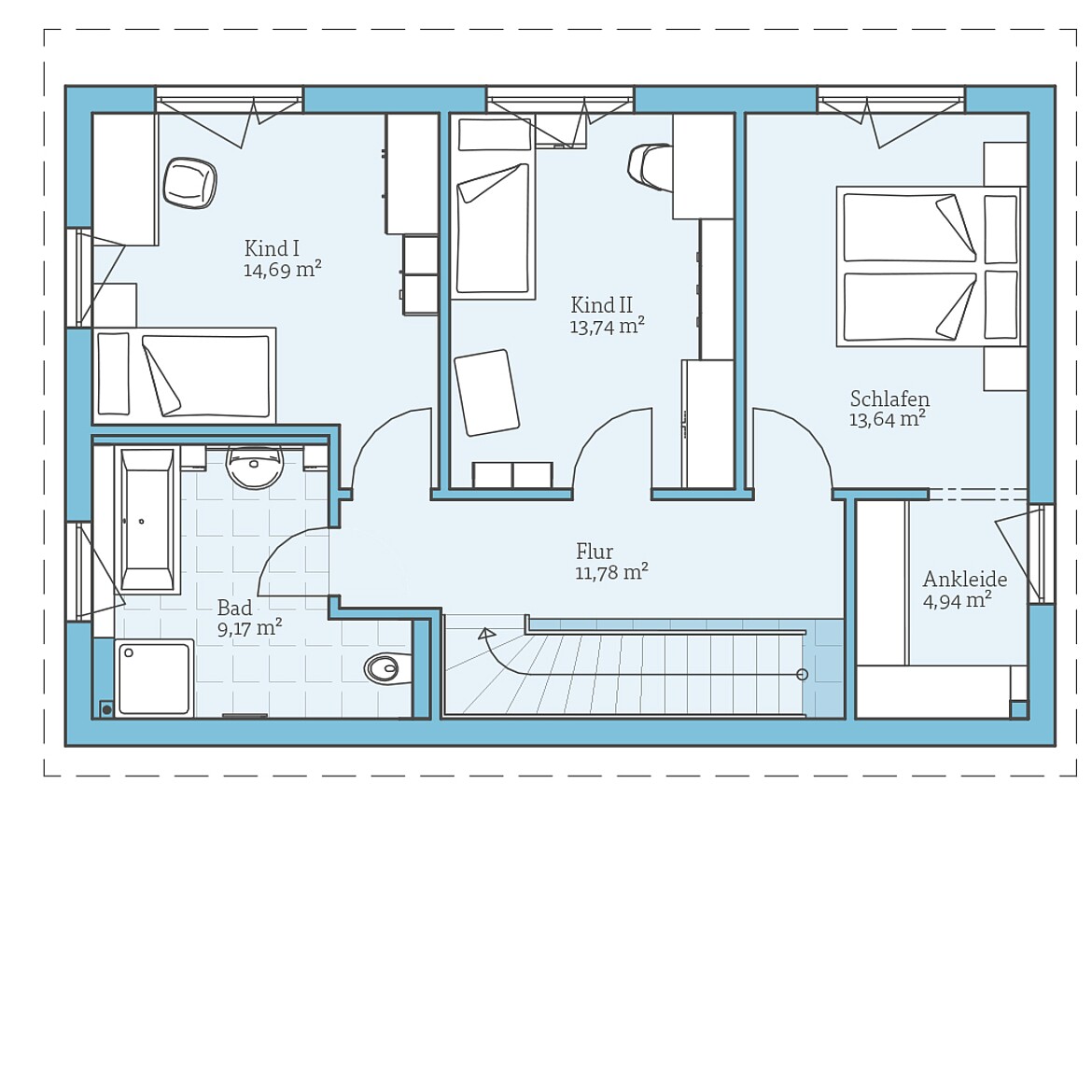 Prefabricated house Vita 138: Top floor plan
