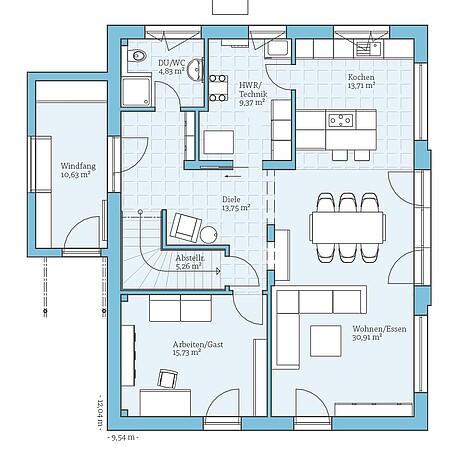 Fertighaus Variant 192: Grundriss EG