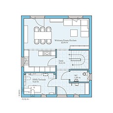 QNG⁺-Line: Fertighaus Villa 124: Grundriss EG