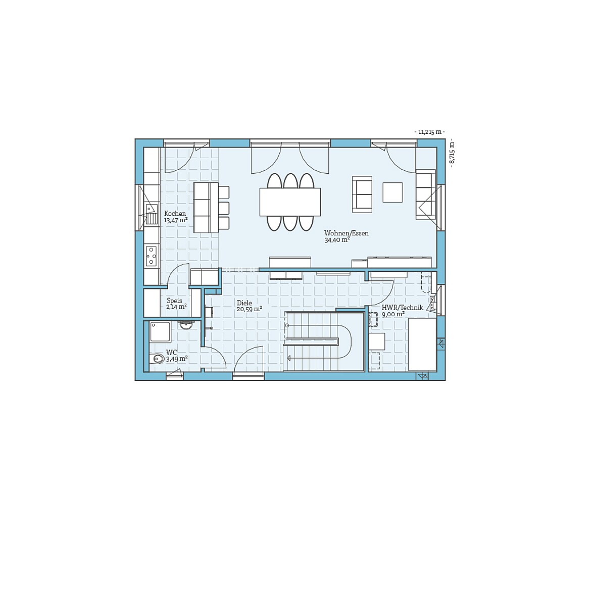 Prefabricated house Villa 165: Ground floor plan