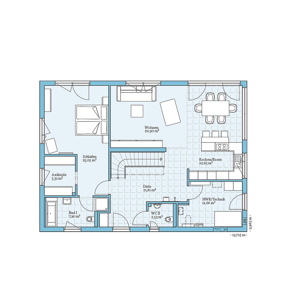 Fertighaus Variant 35-235 Variante 1: Grundriss EG