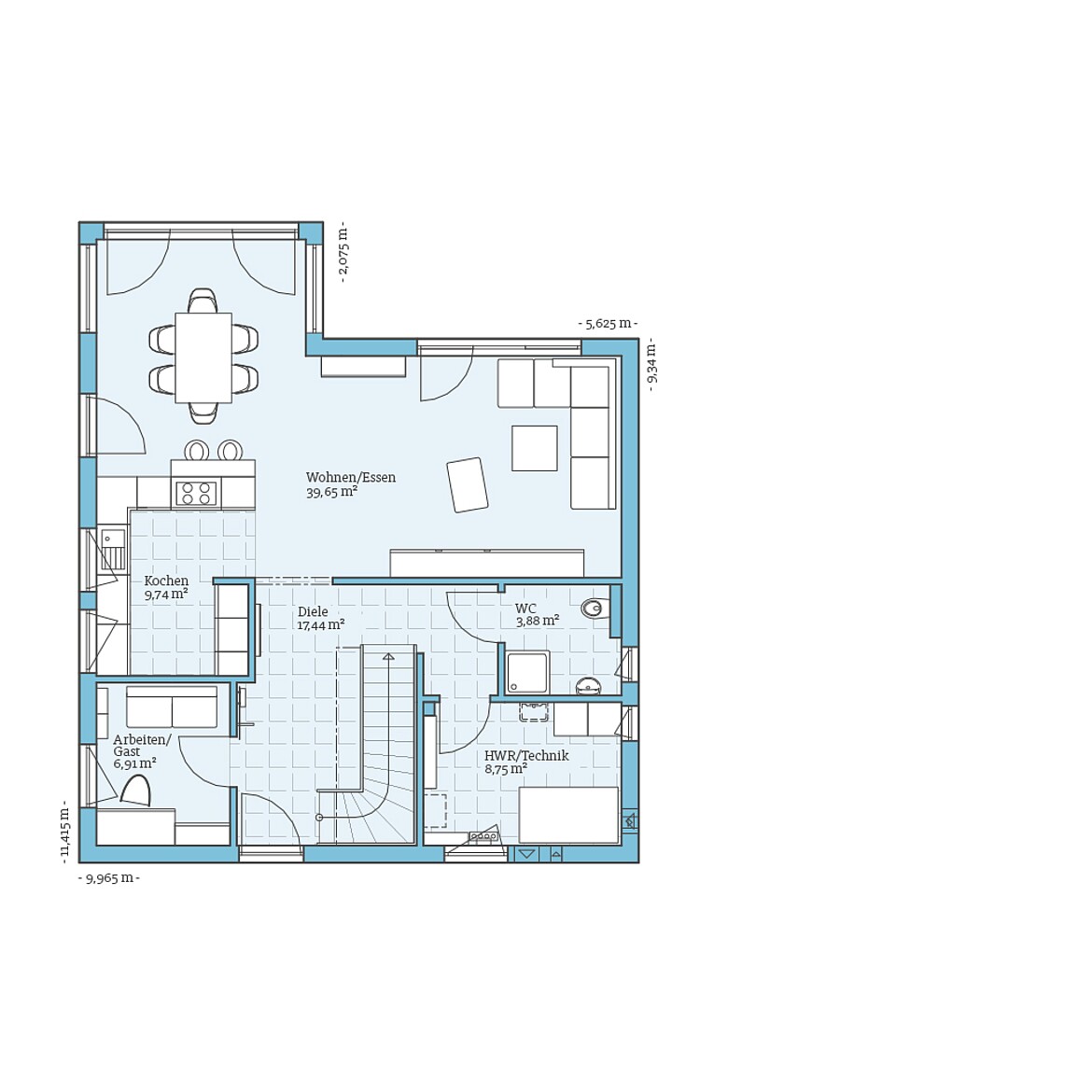 Prefabricated house Variant 35-160: Ground floor plan