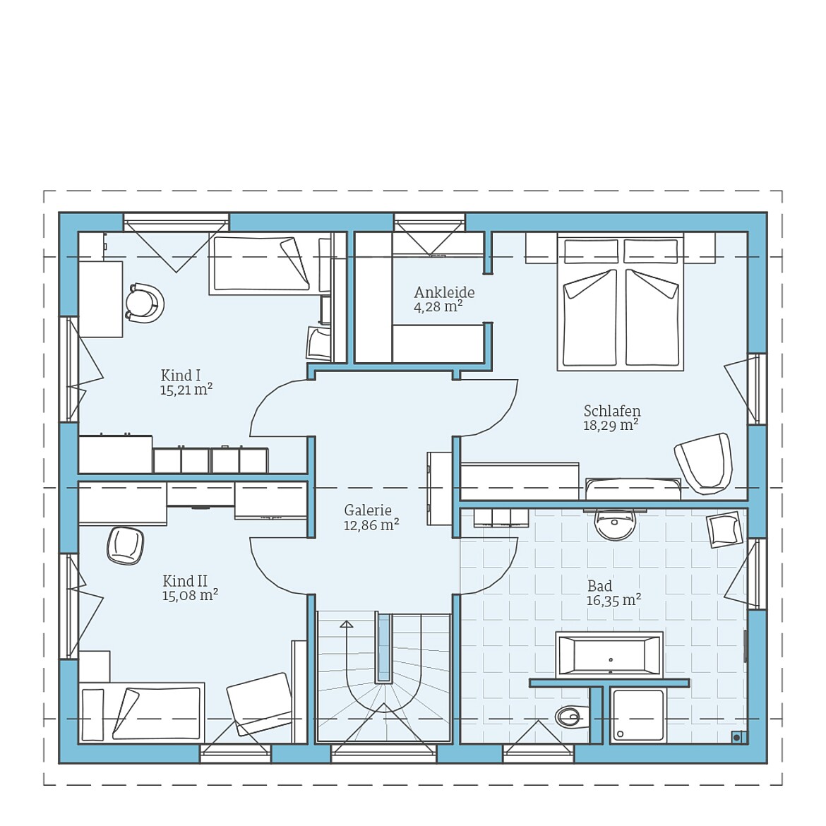 Prefabricated house Variant 25-165: Top floor plan