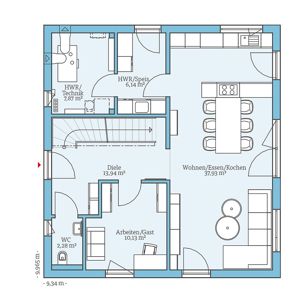 QNG⁺-Line: Cubus 155: Grundriss EG - Hanse Haus