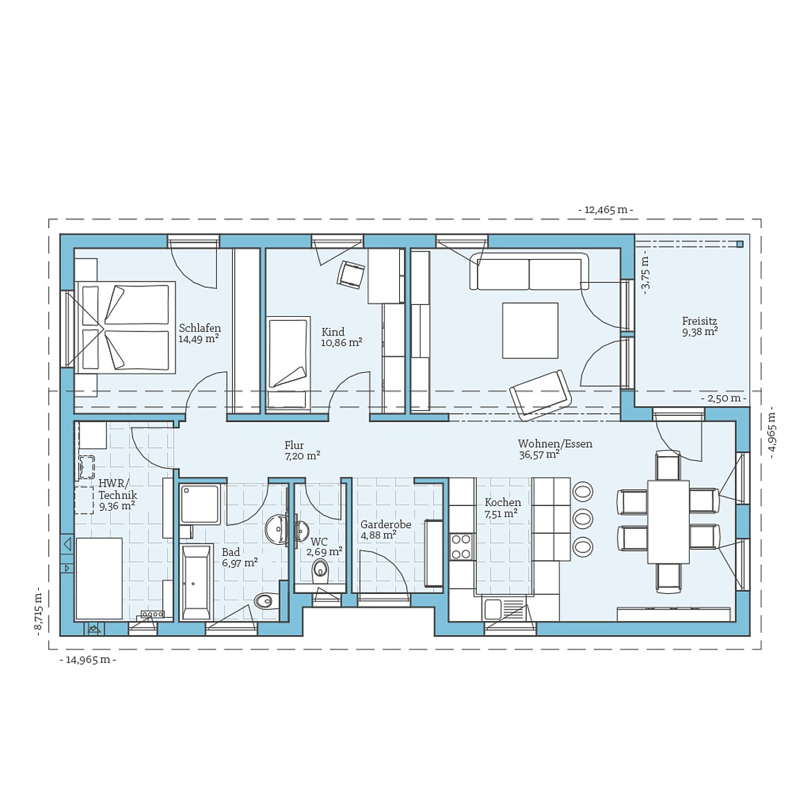 Prefabricated house Bungalow 109: Ground floor plan