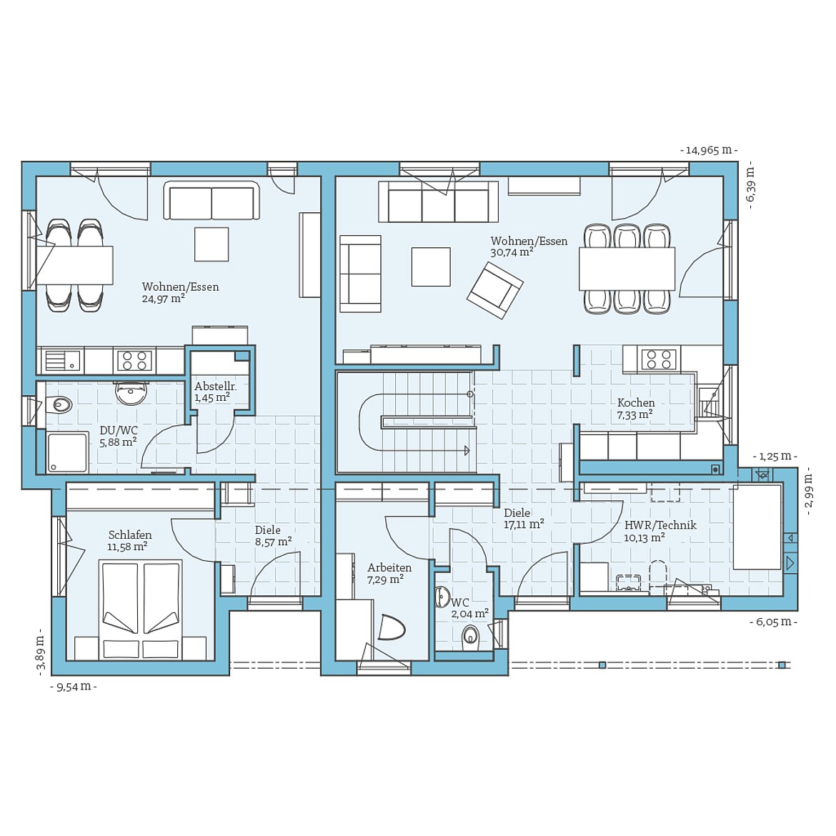 Fertighaus Duo 211: Grundriss EG - Hanse Haus Fertighaus Duo 211: Grundriss EG