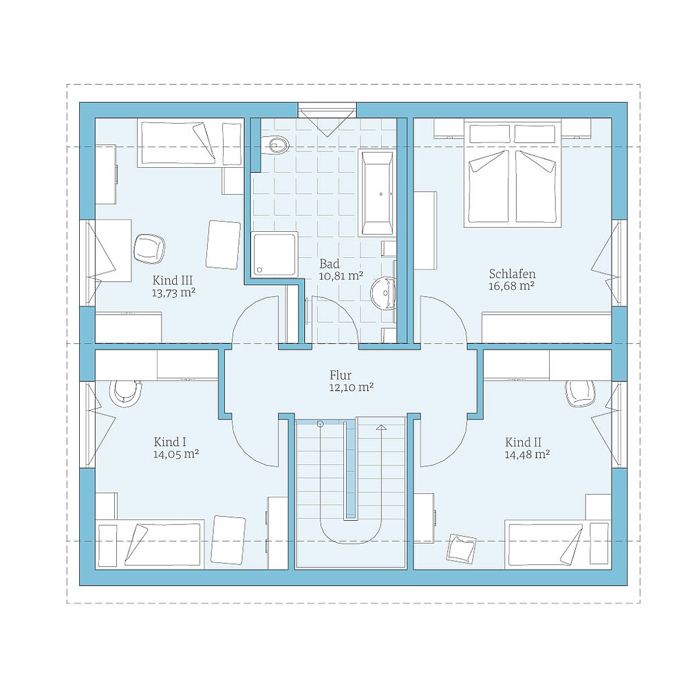 QNG⁺-Line: Fertighaus Variant 25-165: Grundriss DG